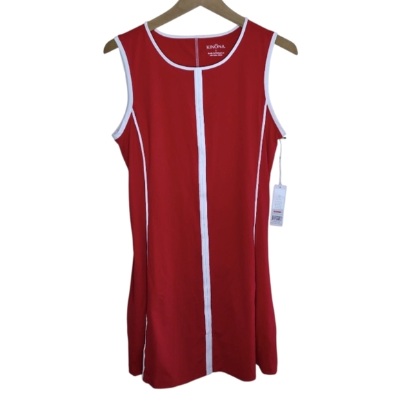 NWT Kinona | Birdie Maker Cherry Red Golf Dress White Piping Size Small - Picture 7 of 7